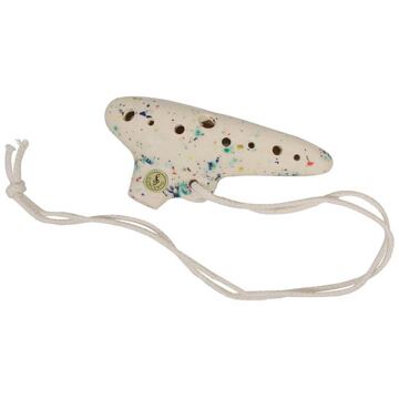 Schwarz OC-13-GG ocarina ocarina, G stemming, 13 cm, wit-blauw keramisch, met hoes