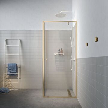 Sealskin Douchedeur + Zijwand Contour 90 X 200cm - Goud Profiel - 6 Mm Helder Glas