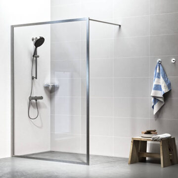 Sealskin get wet Contour inloop douche type A3 118 cm breed, 200 cm hoog, RVS, 6 mm helder veiligheidsglas