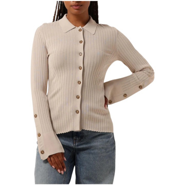 SECOND FEMALE Elegant Knit Collar Vest Second Dames , Beige , Dames - L,M,S,Xs