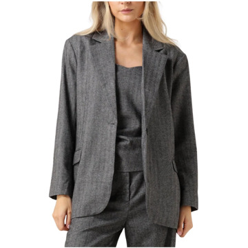 SECOND FEMALE Stijlvolle Zwarte Wollen Blazer Second Dames , Gray , Dames - Xl,L,M