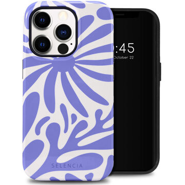 Selencia Vivid Tough Backcover voor de iPhone 14 Pro - Modern Bloom Sapphire Blue Meerkleurig