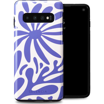 Selencia Vivid Tough Backcover voor de Samsung Galaxy S10 - Modern Bloom Sapphire Blue Meerkleurig