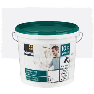 Sencys Buitenmuurverf Superdekkend | Wit Mat 5L