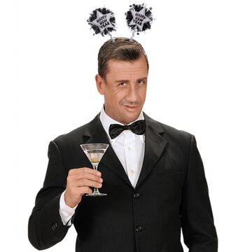 Set van 2x stuks diadeem Happy New Year zilver met 2 sterren
