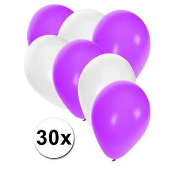 Shoppartners Ballonnen wit en paars 30x