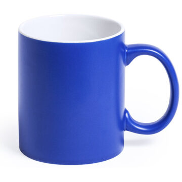 Shoppartners Koffiemok en Drinkbeker Allegra - blauw/wit - 350 ml - Keramiek - Mokken