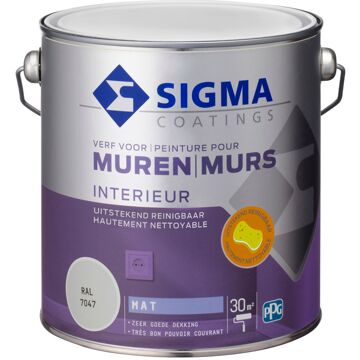 Sigma Interieur Muurverf - Mat - Ral 7047 - 2,5l