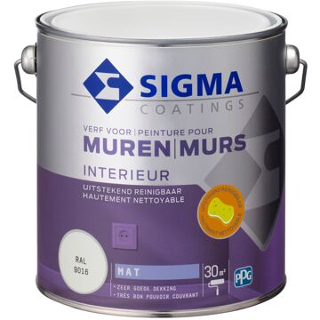 Sigma Interieur Muurverf - Mat - Ral 9016 - 2,5l