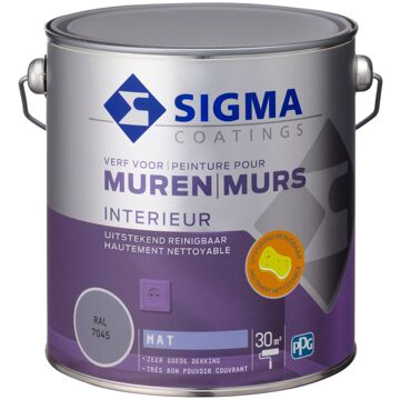 Sigma Muurverf Reinigbaar Mat Ral 7045 2,5l