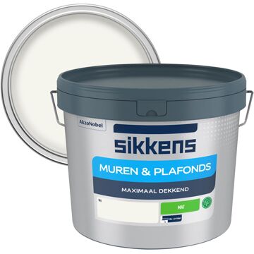 Sikkens Muren En Plafonds Muurverf - Mat - Wit - 10l