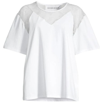 Silvian Heach Kanten Overlay T-Shirt Silvian Heach , White , Dames - XS