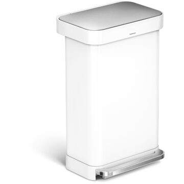 Simplehuman Rectangular Liner Pocket Pedaalemmer 45 Liter Wit, Zilver