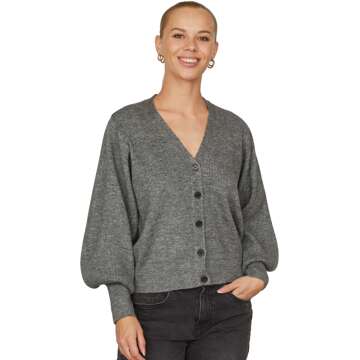 Sisters Point Hisea cardigan m.grey melange Grijs - L