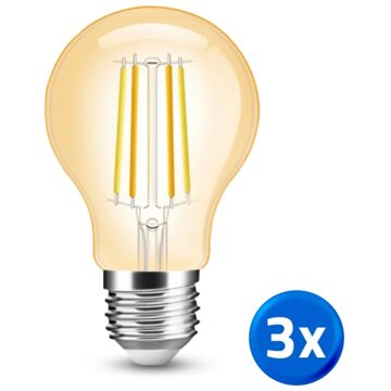 Slimme filament zigbee led lamp - dual white 7w e27 fitting - a60 model colored - voordeelset 3 stuks