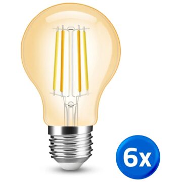 Slimme filament zigbee led lamp - dual white 7w e27 fitting - a60 model colored - voordeelset 6 stuks