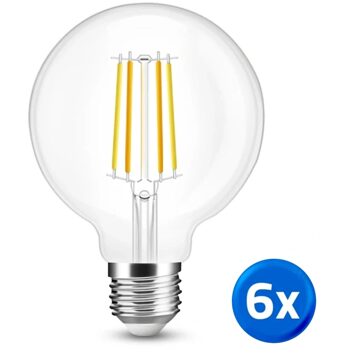 Slimme filament zigbee led lamp - dual white 7w e27 fitting - g95 model - voordeelset 6 stuks