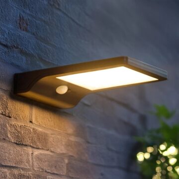 SLK Solar wandlamp Slim zwart met 36 leds en bewegingsmelder