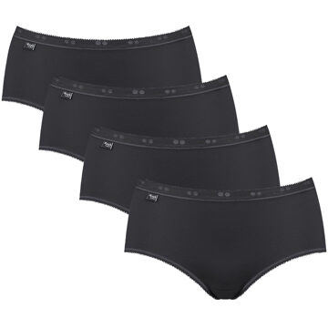 Sloggi Basic+ Dames Midi slip - 4pack - Zwart - Maat 40