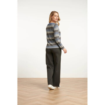 Smashed Lemon Damesstretch broek met wijde pijpen | Zwart - 4XL