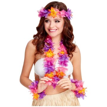 Smiffys Hawaii Krans Set Hula 4 delig