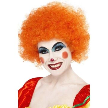 Smiffys Oranje afro / clown pruik voor volwassenen - Pruiken