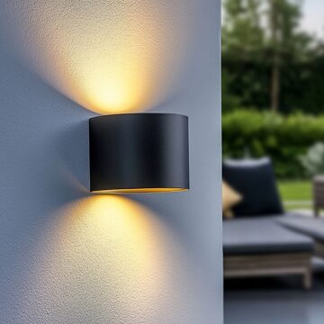 Solar LED wandlamp up downlight Emme - Ronde afwerking