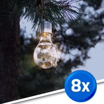 Solarlamp Eddy met een vintage gloeilamp look - set van 8 – Warm Wit