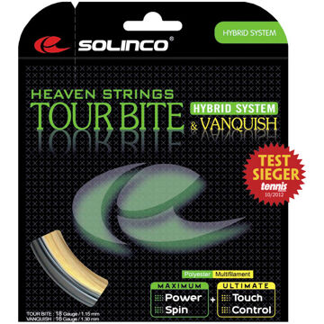 Solinco Tour Bite 6,8m Silber + Vanquish 6,3m Set Snaren 13,1m zilver - 1.20,1.25