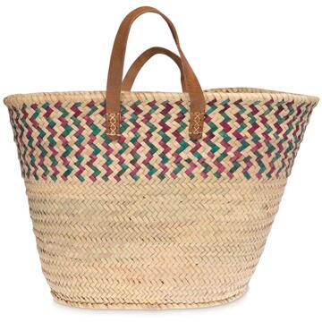 Source Balance Palmblad tas met gekleurd vlechtwerk bruin