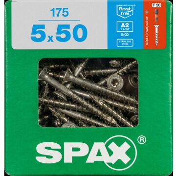 Spax 5X50 inox roestvrij torx T20 met bit