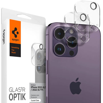 Spigen Glas.tR EZFit Optik Lens Protector 2 pack voor de Apple iPhone 14 Pro / 14 Pro Max Transparant