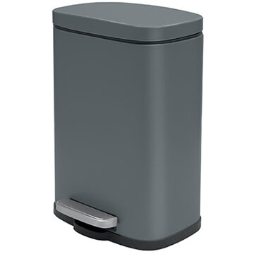 Spirella Pedaalemmer Venice - donkergrijs - 5L - metaal - 21x30 cm - soft-close - Pedaalemmers