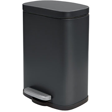 Spirella Pedaalemmer Venice - zwart - 5L - metaal -21x30cm- soft-close - Pedaalemmers