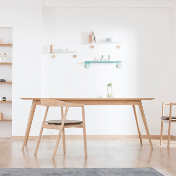 Stafa table houten eettafel whitewash - 180 x 90 cm Bruin