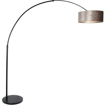 Steinhauer Sparkled booglamp zwart met zilveren lampenkap verstelbaar Goud