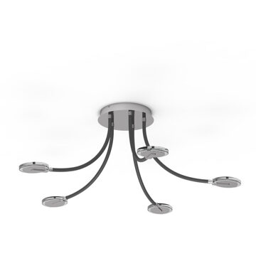 Steinhauer Turound plafonnieres - ø 91,5 cm - Ingebouwd (LED) - staal en transparant en zwart Zilverkleurig