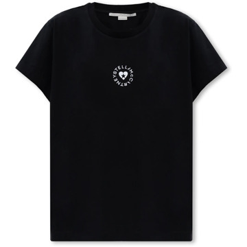 Stella McCartney T-shirt met logo Stella McCartney , Black , Dames - M,S,Xs,2Xs