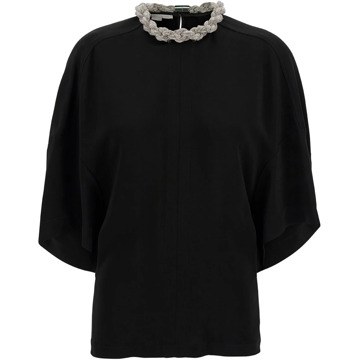 Stella McCartney Zwart T-shirt met kristallen ketting Stella McCartney , Black , Dames - S,Xs,2Xs