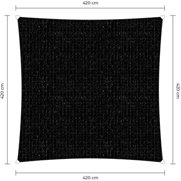 Sunfighter schaduwdoek vierkant zwart 4.2x4.2m.
