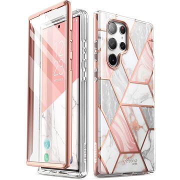 Supcase Samsung Galaxy S23 Ultra Hoesje - Supcase Cosmo Case - Roze Marmer