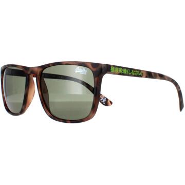 Superdry Shockwave 102 satijn gevlekte havana groene zonnebril Bruin