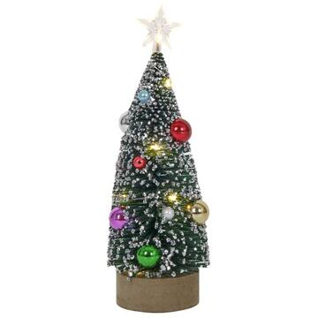 Svenska Living everlands kunstkerstboom Versierd 10LED 24cm Op Houten Standaard 2xCR2032 multi