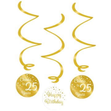 swirlslingers 25 jaar 70 cm goud/wit 3 stuks Goudkleurig