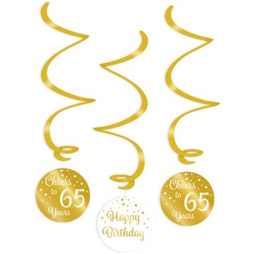 swirlslingers 65 jaar 70 cm goud/wit 3 stuks Goudkleurig