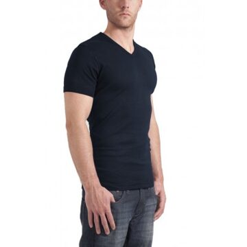 T-shirt 1-pack Semi Body Fit V-hals Zwart (0302N)