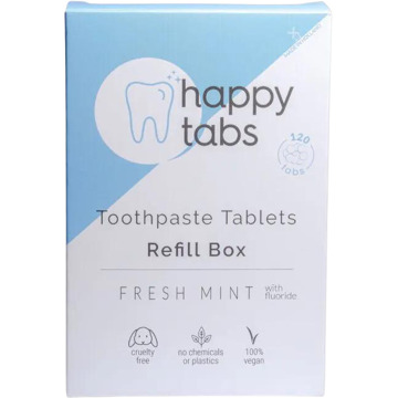 Tandpasta Tabletten - Happy Tabs Fresh Mint (Met Fluoride) - Navulling