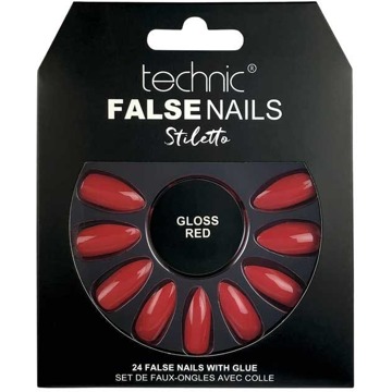 Technic Kunstnagels Technic False Nails Stiletto Gloss Red 24 st