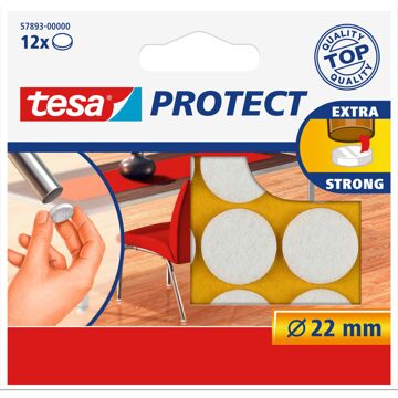 tesa 12x Witte ronde meubelviltjes/antislip stickers 2,2 cm - Meubelviltjes