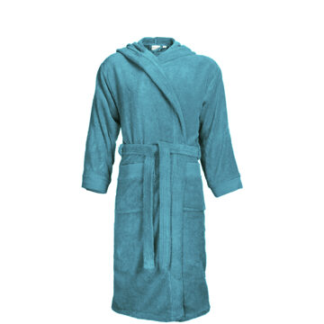 The One Towelling The One Badstoffen Badjas met capuchon Turquoise L/XL